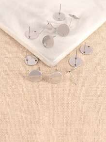 20pcs Stainless Steel Earrings Findings Geometric Round Stud Earrings Posts For DIY Earring Jewelry Making Accessories - Silver - View 10