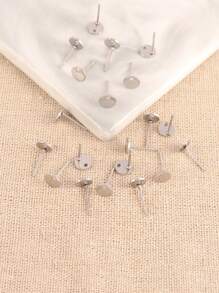 20pcs Stainless Steel Earrings Findings Geometric Round Stud Earrings Posts For DIY Earring Jewelry Making Accessories - Silver - View 8
