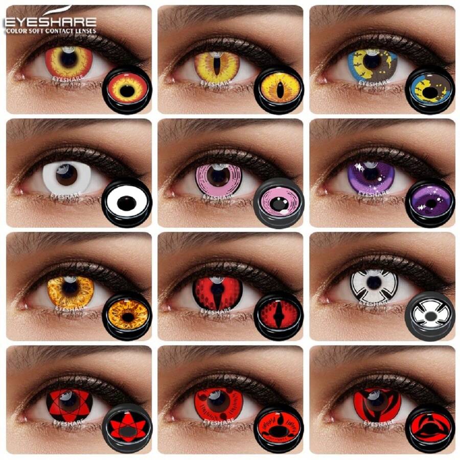 Pupilentes Halloween, Cosplay Kakashi Sharingan MANY CHARACTERS 1 PAIR SENT - Red - View 1