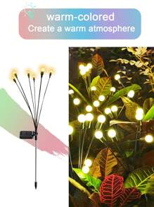 太阳能草坪灯 LED 风力驱动萤火虫地面插电灯花园装饰节日灯，带 6 个摆动头，适合万圣节和圣诞节，户外花园照明，适用于小路、庭院、露台 - 黑色 - 查看 10