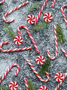 20 件圣诞红白拐杖糖风车饰品套装，圣诞节