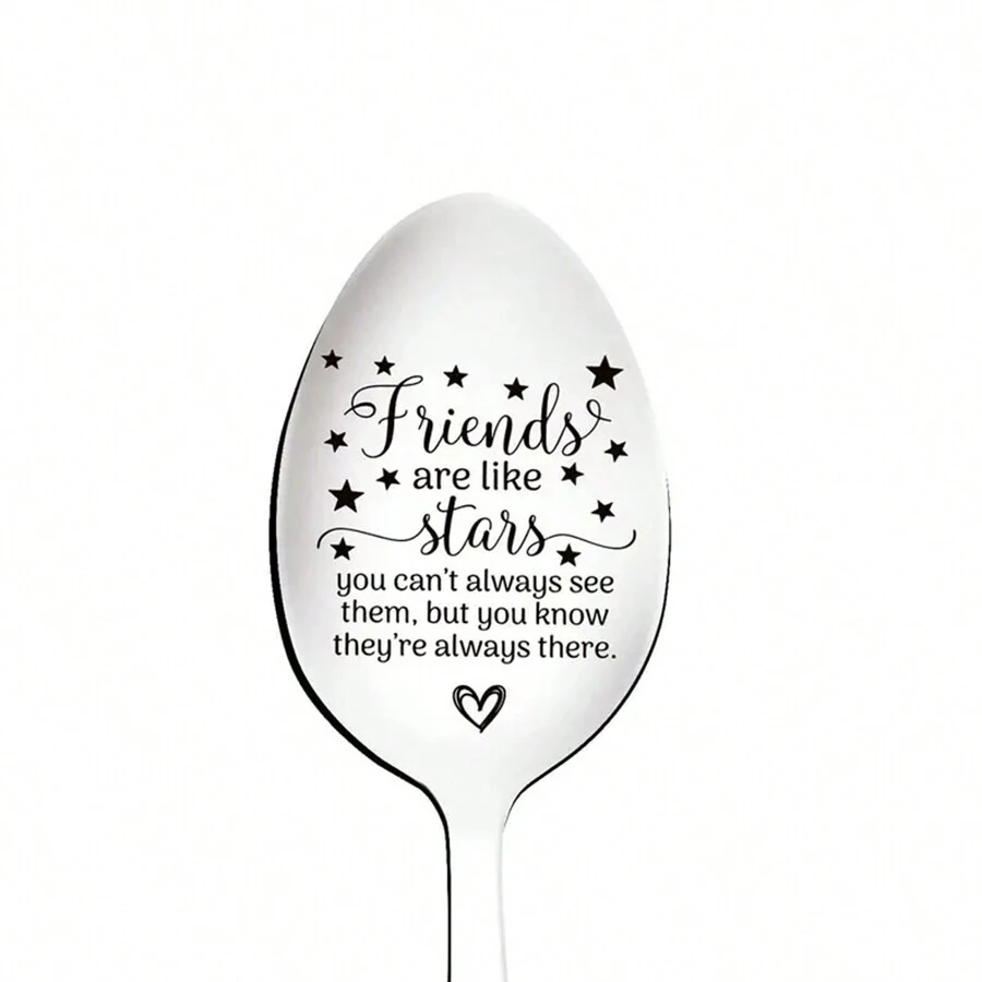 1入組「朋友如星辰,刻字不銹鋼咖啡杯」—生日、聖誕節等激勵性贈禮—美學房間裝飾和派對用品 - 銀色 - 查看 1