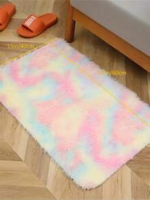 1pc Tie Dye Plush Thảm, Thảm trải sàn Polyester hiện đại cho gia đình - Nhiều màu - Xem 4