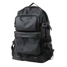 Ba lô du lịch trang trí khóa tối giản 16 inch cho nam, cặp đi học cho du lịch, đại học, trường học - màu đen - Xem 4