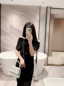 Moonlit EveBag Long lanh lấp lánh, Sáng bóng, quyến rũ, thanh lịch, tinh tế Túi ly hợp satin có thiết kế xếp li cổ điển dành cho nữ có tay cầm bằng ngọc trai giả, Túi dự tiệc tối có dây đeo, Túi đựng đồ ăn tối cho tiệc cưới, Túi dạ hội cho cô gái dự tiệc, Phụ nữ, Dành cho nữ Hoàn hảo cho bữa tiệc , Đám cưới, Vũ hội, Bữa tối / Tiệc, Món quà tốt nhất cho phụ nữ - Bạc - Xem 11