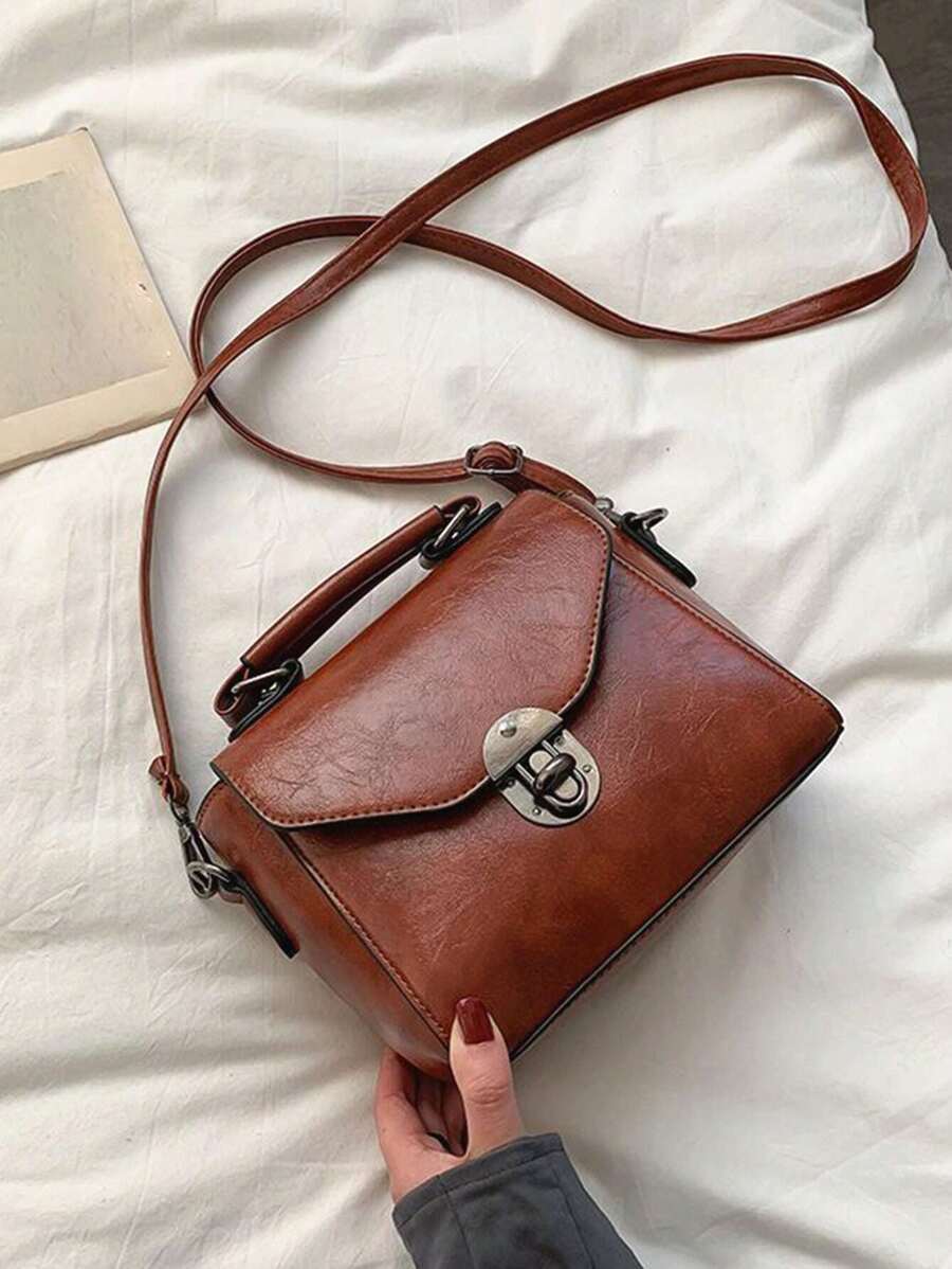 Yogodlns Bolso Vintage Con Solapa Cuadrada - Bolsa Mensajera De Gran Capacidad - Bolso De Hombro Para Mujer