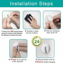 OBOVAY 4pcs Heavy Duty Waterproof Shower Hooks, Suitable For Hanging Bath Sponge, Towel, Clothes, Robe, Applicable For Bathroom, Removable Adhesive Wall/Door Hooks, Stainless Steel Black - Silver - View 8