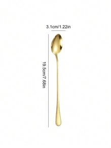 2/4/6/12pcs Stainless Steel Long Handle Ice Cream Spoons, Mixing Spoons, Stirrers Suitable For Home, Cafe, Bar, Party Christmas Gift,School Supplies - Gold - View 3