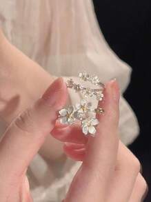 2pcs/set Simple Flower Shaped Open Ring For Women, Jewelry Gift - Silver - View 6