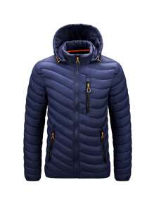 Chamarra Para Hombre con capucha desmontable, chamarra de invierno, ligera semi-impermeable