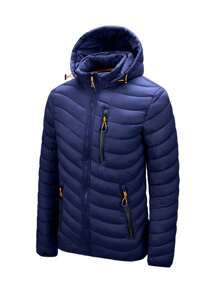 Chamarra Para Hombre con capucha desmontable, chamarra de invierno, ligera semi-impermeable