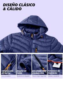 Chamarra Para Hombre con capucha desmontable, chamarra de invierno, ligera semi-impermeable
