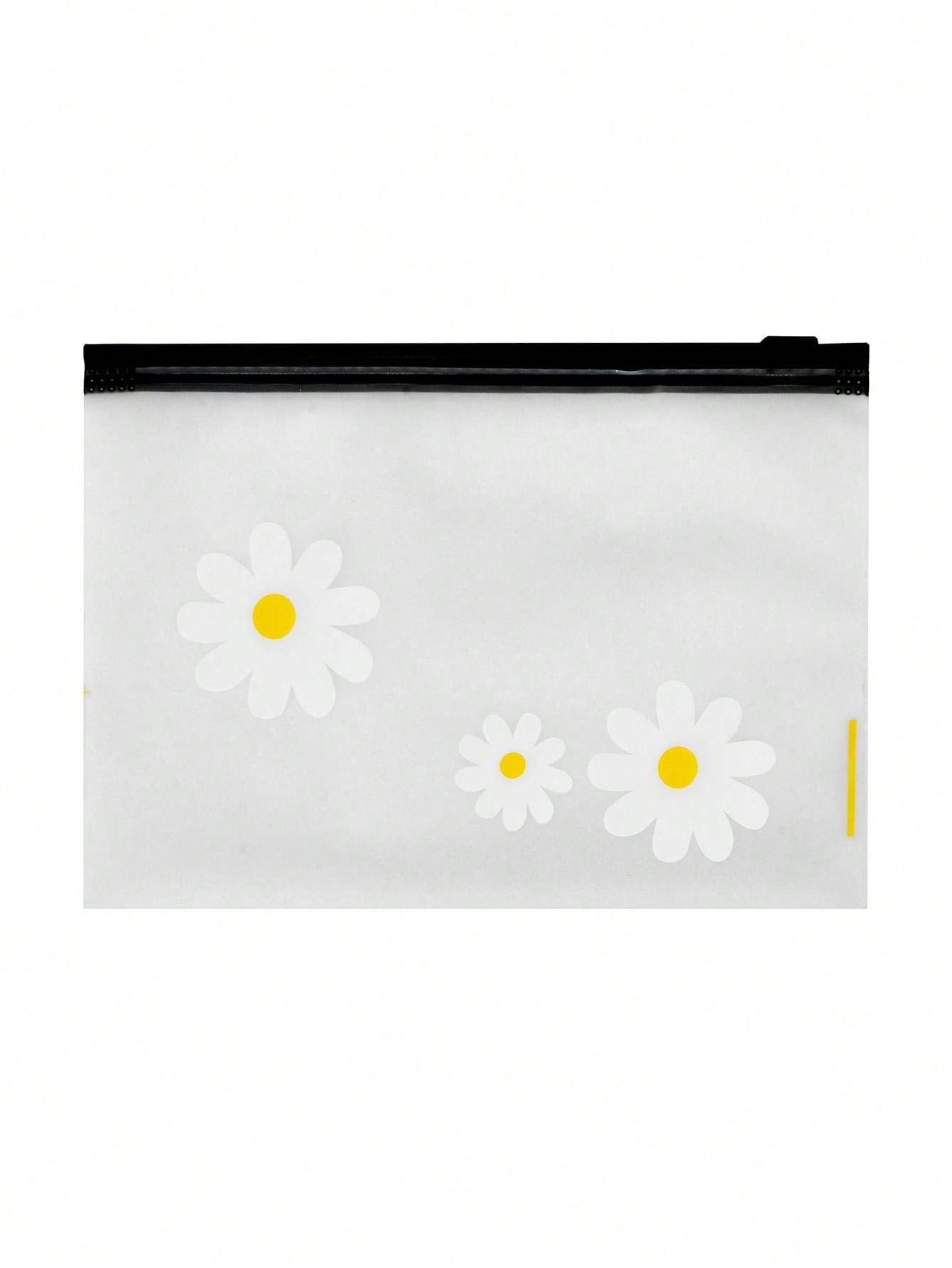 50pcs Daisy Patterned Ziplock Bags, Halftransparent Frosted Edge