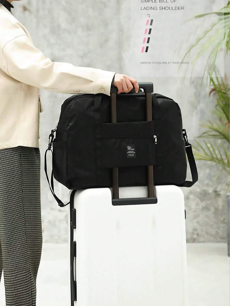 WHICHLIFE 1 Gói Trang Trí Miếng Dán Túi Du Lịch Có Thể Gập Lại, Túi Đựng Quần Áo Du Lịch Lớn - màu đen - Xem 1