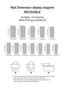 24入組棺材設計全覆式假指甲，草莓印花，心形和蝴蝶結裝飾，可拆式修甲套件，適用於派對和日常乾貼指甲，美甲用品，女性適用 - 彩色 - 查看 4