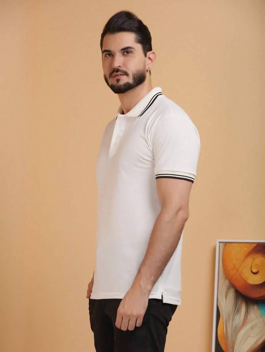 Men Polo Shirts - Beige - View 1