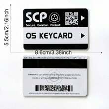 SCP Secure.Contain.Protect 1 Pieza Tarjeta De Identificación De La Fundación Scp De 05-keycard Para Uso De Nivel De Acceso Y Representación De Roles - Blanco y Negro - Ver 5