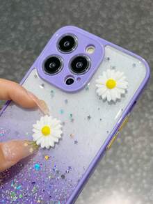 1个精准切割星空闪光三朵向日葵设计时尚手机壳，兼容和安卓手机，国际版，非国内版 - 紫色 - 查看 7