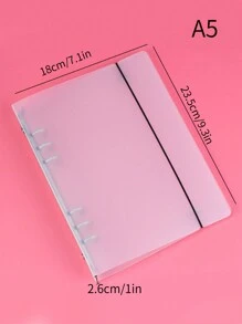 1pc A5/A6/A7 6-Ring Binder Loose Leaf Shell With Elastic Band For Journal/Diary Back To School,Back To School,School Supplies