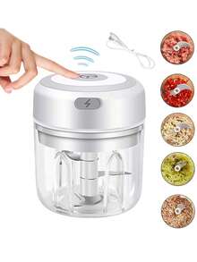 100/250ml電動迷你蒜泥切碎機,usb電動肉磨機,耐用堅固,適用於家庭廚房蜂蜜姜蔥切碎機 - 250+100ML綠色/套裝/禮包款 - 查看 4