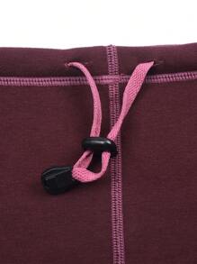 Sun Protective Anti UV 1pc Winter Windproof & Warm Drawstring Neck Gaiter For Skiing And Commute - Burgundy - View 8