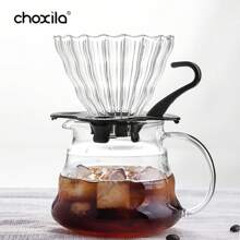 choxila 8入組手沖咖啡壺套裝,配禮品盒,便攜旅行咖啡包,咖啡器具工具包括:咖啡壺和溫度計、玻璃濾杯和漏斗、手動磨豆機、咖啡勺、咖啡稱和100入組濾紙 - 8件套咖啡機 - 查看 6