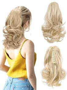 下巴夹马尾辫延长 12 英寸卷曲爪夹在头发马尾卷曲波浪合成发纤维假发适合女性时尚派对圣诞新年礼物适合女性、Y2K、音乐节、圣诞派对度假和所有季节 - 間色 - 查看 2