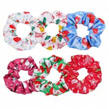 6 件套圣诞主题印花女士蝴蝶结发带派对配饰