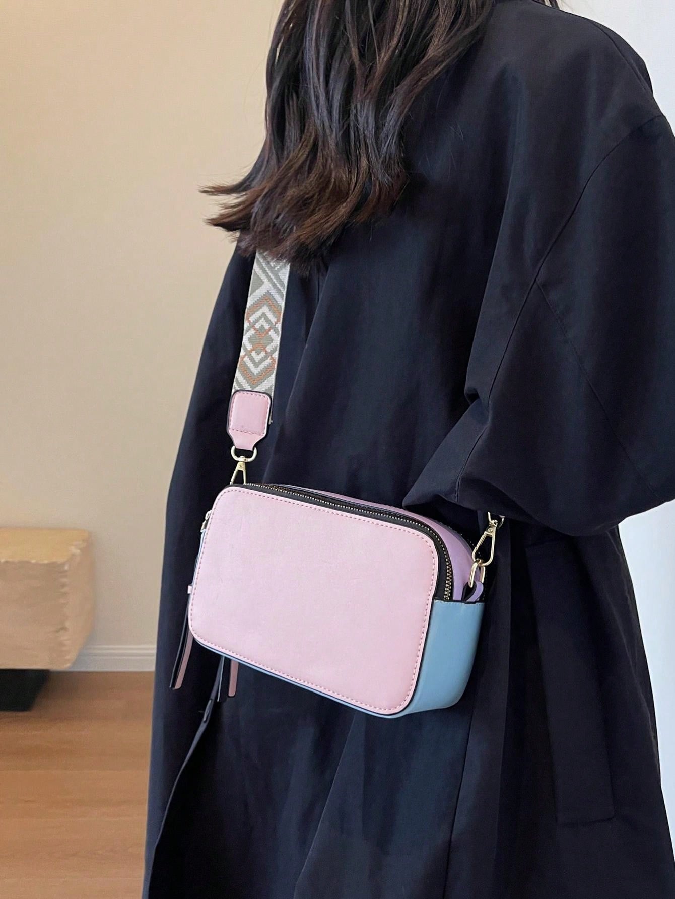 Fashion Trend Color Matching Lady PU Crossbody Bag For Women Camera Bag