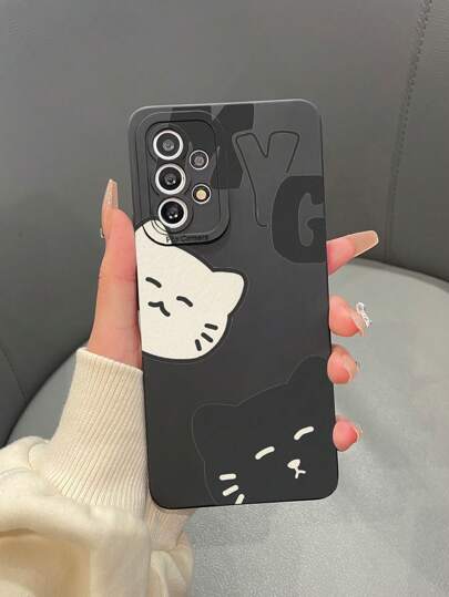 غلاف هاتف بتصميم عين القط الأسود من نوع Tpu المطفي متوافق مع أجهزة Apple و و Xiaomi