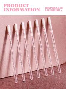 HMQ beauty 50入組水晶睫毛清潔刷,一次性眉毛刷和唇刷,適用於化妝 - 粉色 - 查看 4