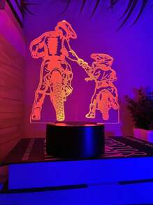 1 pieza Luz nocturna LED de motocicleta acrílica creativa, lámpara decorativa con cambio de 7 colores USB para dormitorio, regalo para amigo entusiasta de las motocicletas - Multicolor - Ver 7