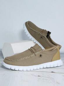 Zapatos Casuales Para Hombre, Mocasines, Zapatos Náuticos, Zapatillas De Deporte, Zapatos Planos De Moda Y Ocio Que Se Pueden Poner Sin Atar - Caqui - Ver 4