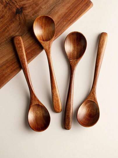 8pcs 7inch/18cm Small Wooden Honey Spoons, Elegant Wooden Spoons For Tea, Coffee, Dessert, Home Dining