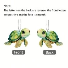 1pc Turtle Shaped 2d Acrylic Pendant For Car Decoration - Green - View 7