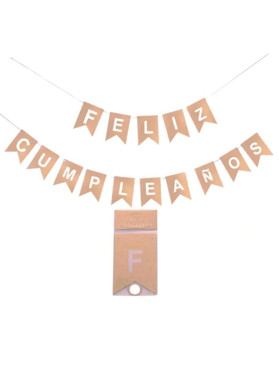 Happy Birthday Banner For Party (Choose Color) - Rose Gold - View 1