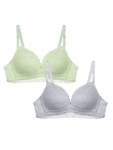 2pcs Lace Trimmed Underwear Set - Multicolor - View 8