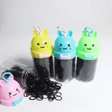 1 盒可爱兔子儿童一次性发带，厚实坚固的彩色发带，婴儿发饰 - 黑色 - 查看 1