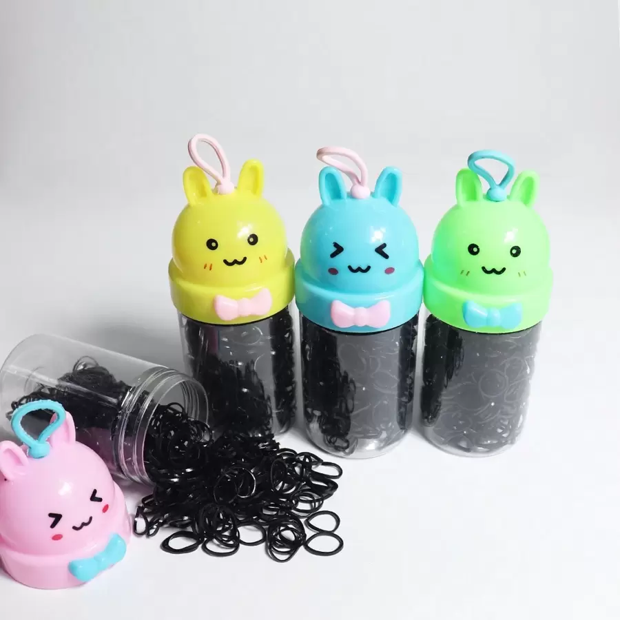 1 盒可爱兔子儿童一次性发带，厚实坚固的彩色发带，婴儿发饰 - 黑色 - 查看 1