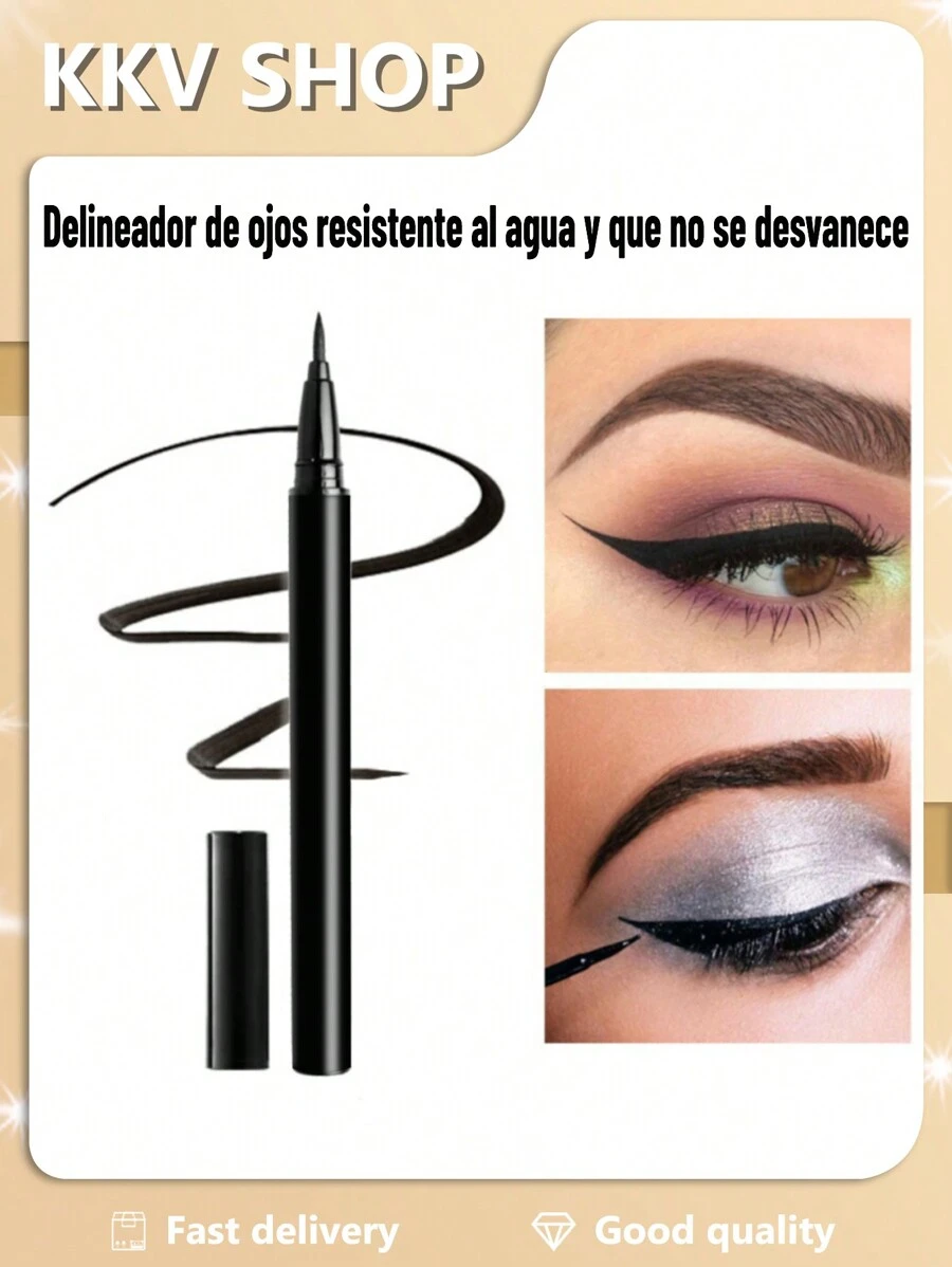 Delineador de Ojos Cosméticos - Tintas de Alta Calidad y Larga Duración, Delineadores para Maquillaje de Cejas y Ojos, Tinta para Cejas, Set de Productos Cosméticos Esenciales - Negro - Ver 1