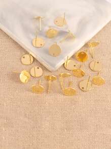 20 件不锈钢耳环配件几何圆形耳钉耳环柱适用于 DIY 耳环首饰制作配件 - 金黃色 - 查看 10