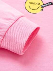 Balabala 春秋季少女露肩微笑字母補丁運動衫 - 粉色 - 查看 5