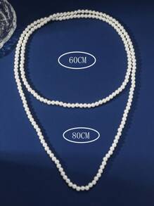 1pc Faux Pearl Beaded Long Necklace, Fashionable And Versatile