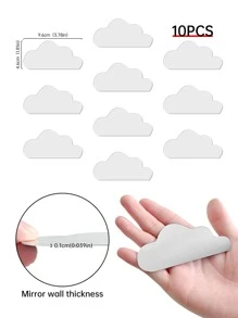 10pcs Mirror Effect Silver Cloud Shaped Wall Stickers, 1mm Thickness Acrylic Material Decorative Mirror Stickers For Living Room, Bedroom, Kitchen, Bathroom Mirror Wall Wall Decor Room Decor Wall Mirror Mirror For Room Home Decor Bathroom Decor Living Room Decor - Silver - View 3