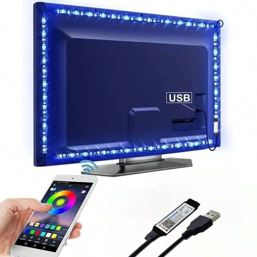 1捲智能app Rgb Led燈帶 Usb Smd5050 30 Led/米 Diy Fpc柔軟led電視電腦桌面背景裝飾燈 - 彩色 - 查看 1