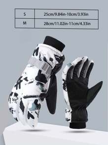 1pc Winter Thickened Warm Gloves For Men & Women, Waterproof & Non-slip, Suitable For Riding, Graffiti, Skiing And Other Outdoor Activities - Multicolor - View 8