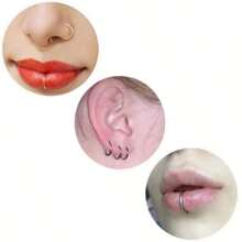 60入組/套簡約款不鏽鋼圓頭環形鼻環,唇環和耳環套裝,男女皆宜 - 彩色 - 查看 4