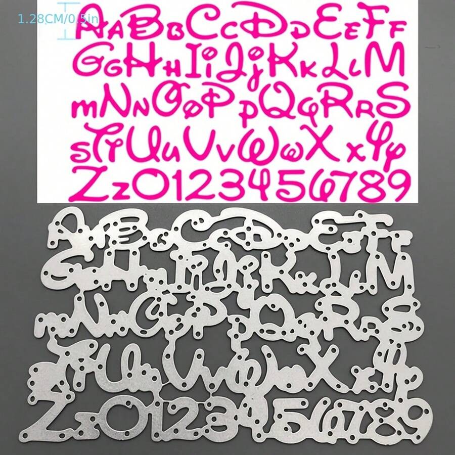 1pc Metal Cutting Dies Template With English Letters And Numbers For Scrapbooking Diy Album Card Making - Silver - View 1