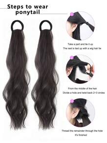 Two-Pack Of Energetic Double Ponytails 18-Inch Long Wavy Curly Double Ponytail Wigs Suitable For Women's Daily Wear, Party Wear, Fashionable And Lively Girls Double Ponytail Wigs