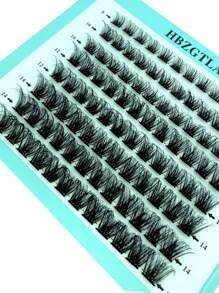 HBZGTLAD 8 Rows 96pcs Mixed Size Natural Fluffy Single Cluster 3d False Eyelashes In Blue Paper Box, C+D Curl, Used For Eye Extensionlash Clusters,Eyelash Clusters,Individual Eyelashes,Lashes,Fake Lashes - Black - View 7